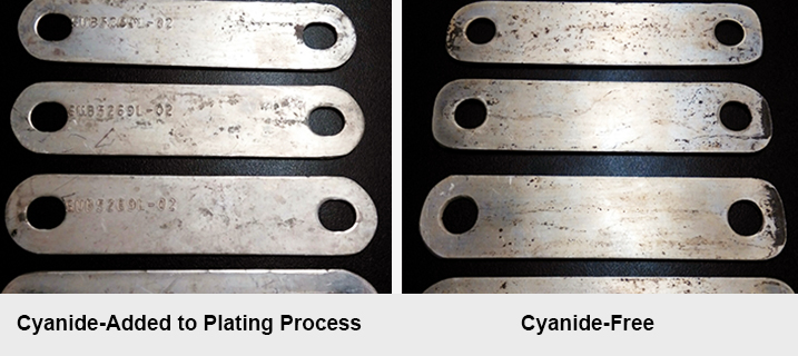 Storm Propriety Silver Tarnish Comparison - Cyanide-Free Parts on right Side